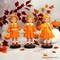 Inviting Pumpkin Girl Trio Set of Figurines, 6" Victorian Autumn Fall and Halloween Table Decoration